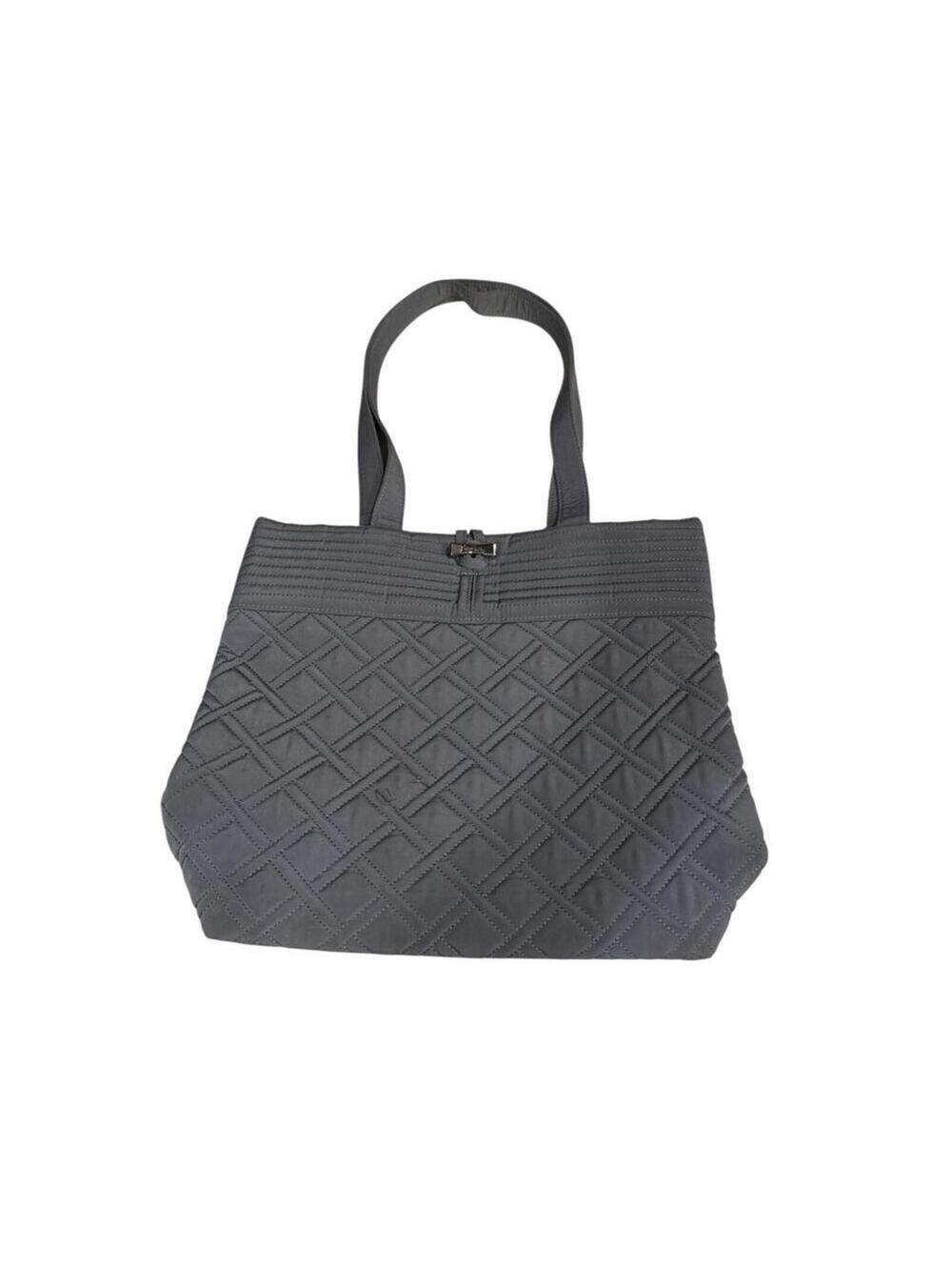 Vera Bradley Quilted Tote Womens Large Gray Shoulder Bag Floral Lined Everyday